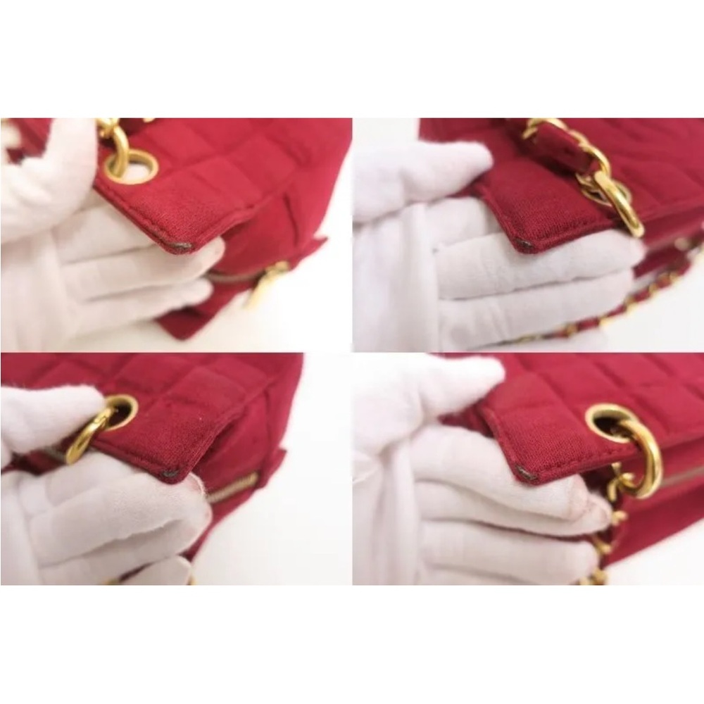 SOLD❤️ CHANEL Chocolate Bar CC Red Canvas Double Chain Shoulder Crossbody Bag - Picture 14 of 16
